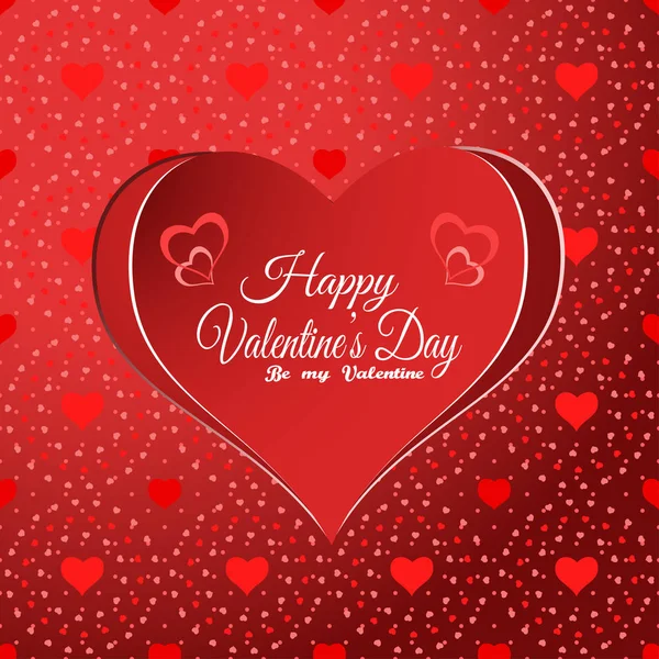 Vector Happy Valentine's Day background with heart cut from red paper with pattern. — Stock Vector