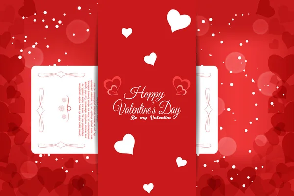 Vektor-Valentinstag-Grußkarte mit Einsatz auf rotem Hintergrund mit Muster. — Stockvektor