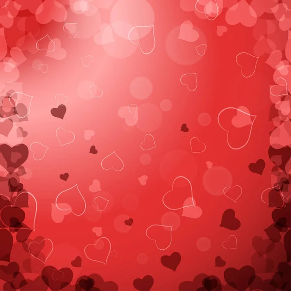 Vetor feliz Dia dos Namorados gradiente fundo com corações vermelhos, radiância . —  Vetores de Stock
