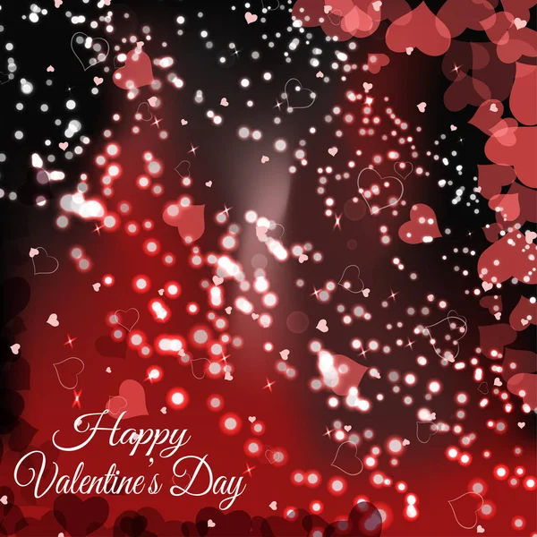 Vetor feliz Dia dos Namorados gradiente fundo com silhuetas coração vermelho, radiância . — Vetor de Stock