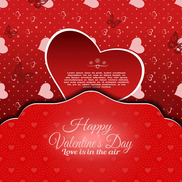 Vektor-Umschlag glücklicher Valentinstag mit Gradientenmuster, Ausschnitt rotes Herz und Tasche. — Stockvektor