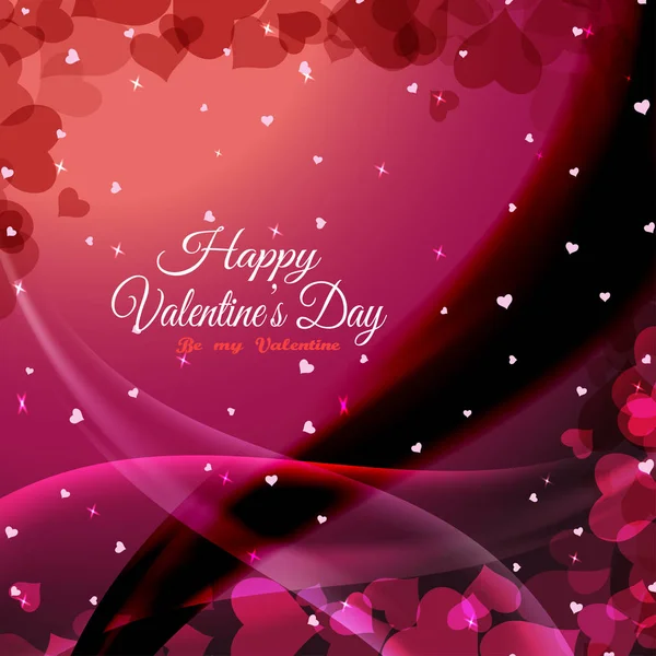 Vector Happy Valentine 's Day verloop donkerrode en roze achtergrond met hart silhouetten, golven. — Stockvector