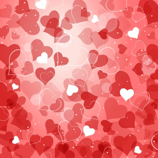 Vector abstract red background with heart silhouettes. — ストックベクタ