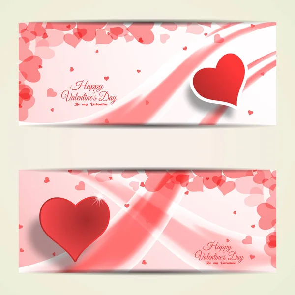 Vector Happy Valentine's Day cartes de voeux avec des cœurs rouges et des vagues sur le fond vert clair . — Image vectorielle