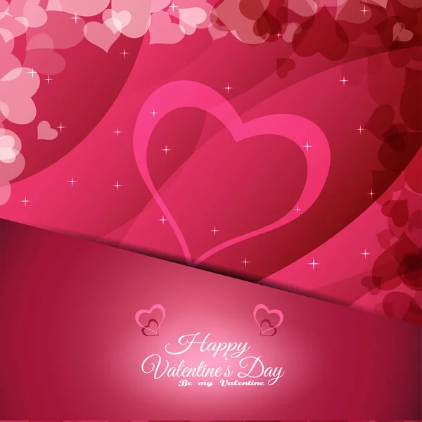 Vector empty envelope of Happy Valentine's Day on the gradient red background with heart silhouettes, waves, stars. — Stock Vector