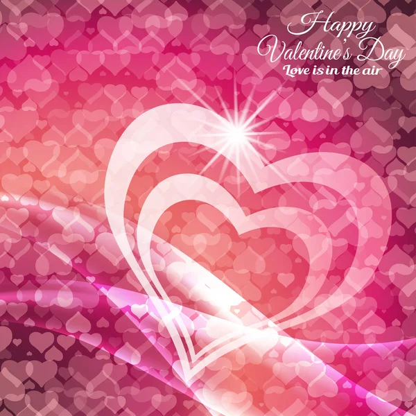 Vector Happy Valentine 's Day gradientowe światło czerwone i różowe tło z sylwetki serca różne przezroczystości i fali. — Wektor stockowy