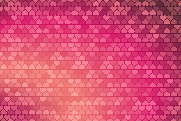 Vector Happy Valentine's Day gradient light red and dark pink background with heart silhouettes different shades. — Stock Vector