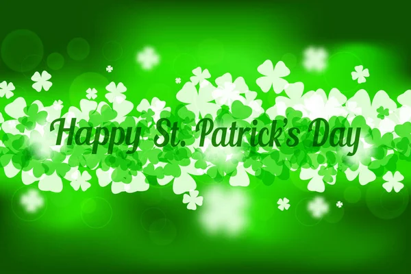 Fond vert dégradé abstrait vectoriel à Happy St. Patrick's Day avec des feuilles de trèfle et lueur au centre . — Image vectorielle
