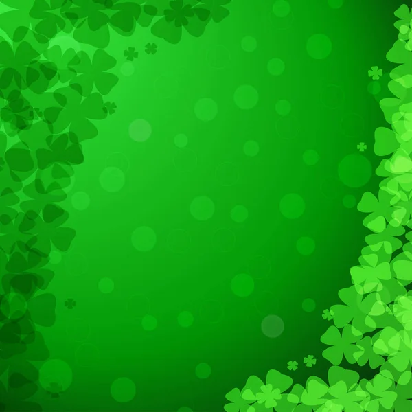 Vector abstract gradient green background for Happy St. Patrick's Day with clover leaves arranged at corners. — ストックベクタ