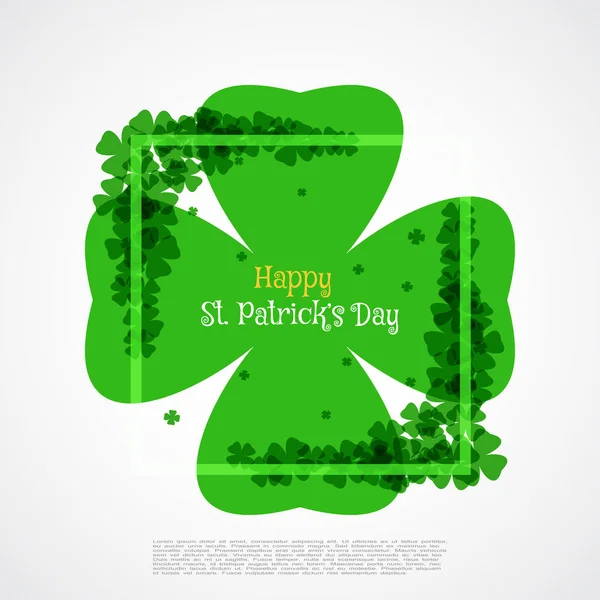 Vector Happy St. Patrick 's Day plakát na bílém pozadí se zeleným rámečkem, listy a textem. — Stockový vektor