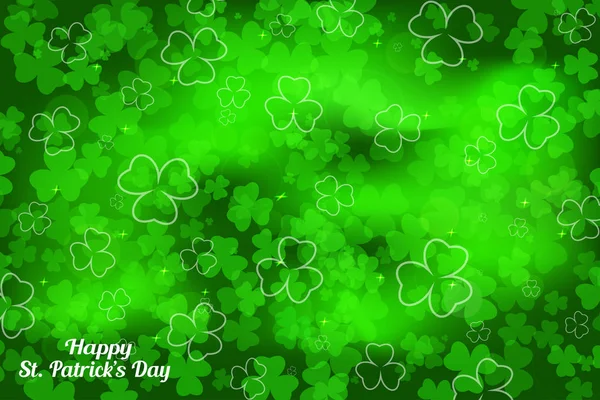 Διάνυσμα αφηρημένη κλίση πράσινο φόντο για την ευτυχισμένη ημέρα του Αγίου Πατρικίου με φύλλα τριφύλλι. — Διανυσματικό Αρχείο