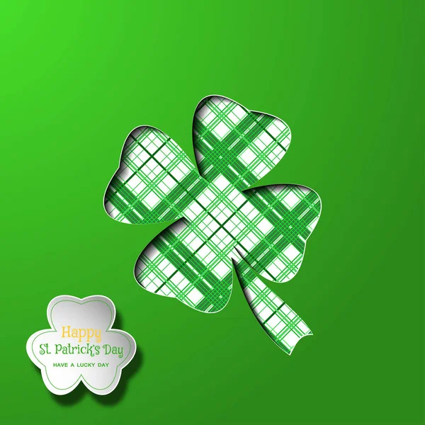 Vector Happy Patrick Day Poster Green Gradient Background Leaf Clover — Stock Vector
