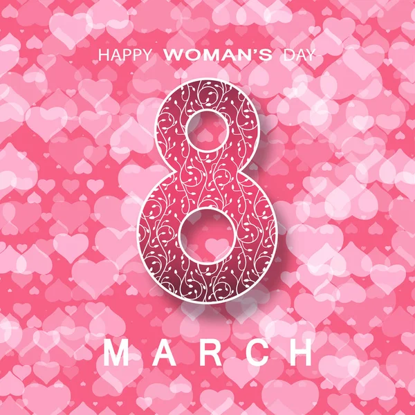 Vektor Affisch För Mars Happy Woman Day Lutning Rosa Bakgrund — Stock vektor