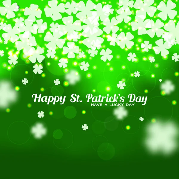 Abstract Gradient Green Vector Background Happy Patrick Day Leaves Clover — стоковый вектор