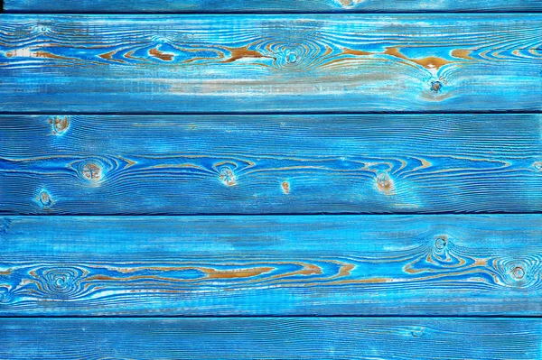 Bilden av ojämn vintage trä bakgrund målade med blå färg — Stockfoto