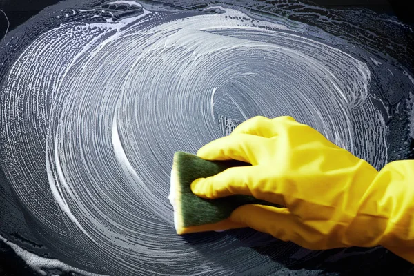 House cleaning concept background image with copy space. Motion blur glove — 스톡 사진