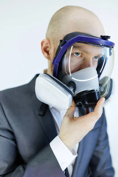 Image Business Man Wearing Protective Mask Virus Pollution — Stock Photo, Image