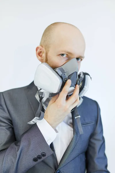 Image Business Man Wearing Protective Mask Virus Pollution — Stock Photo, Image