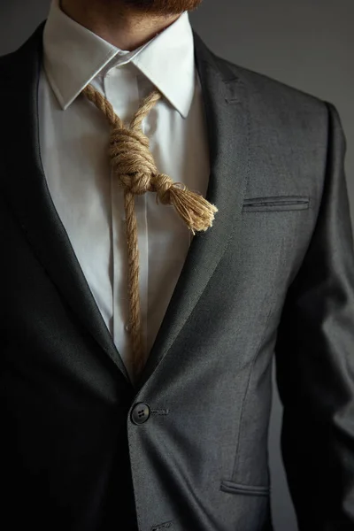 Begreppet Bild Företag Trubbel Man Kostym Med Lynch Ögla Istället — Stockfoto