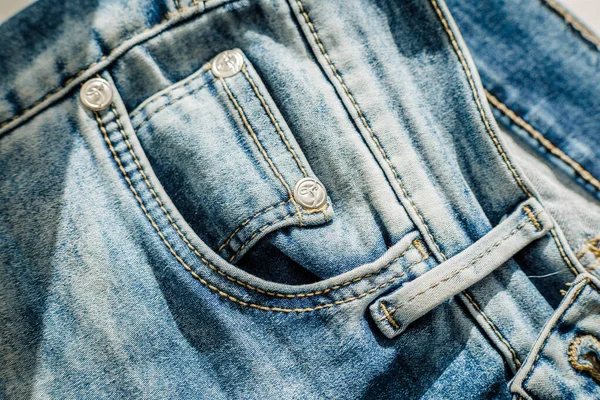 Closeup jeans texture background. Top view — Stock Photo, Image