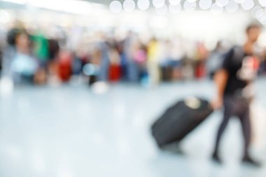 Arka plan. Aeroport iç bulanık görüntü. High-tech Binası odak fotoğraf dışında
