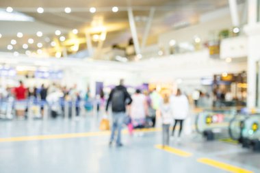 Arka plan. Aeroport iç bulanık görüntü. High-tech Binası odak fotoğraf dışında