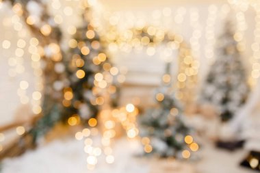 Noel arkaplanı, neşeli Bokeh ışıklandırması, bulanık tatil geçmişi