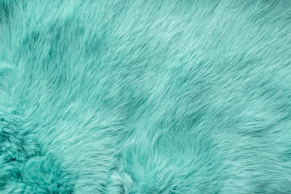 绿松石染色兔毛皮纹理,动物皮肤背景 — 图库照片
