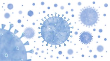 Coronavirus salgını solunum sistemini etkiliyor. Covid19 tipi bir grip virüsü. Tehlikeli bir grip. Hastalık hücreleri Dijital Çizim İllüstrasyonuyla Salgın Tıbbi Risk Konsepti.