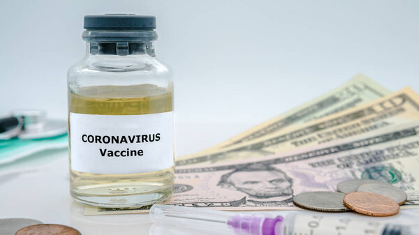 Sample Covid Vaccination Syringe Injection American Money Preventive Medications Novel — Stock Photo, Image