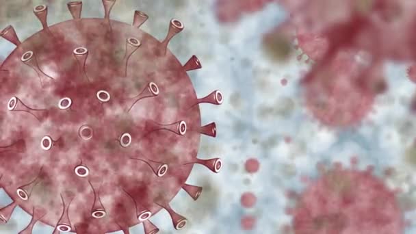 コロナウイルス感染症呼吸器系 インフルエンザタイプCovid19ウイルスの背景は危険なインフルエンザとして 病気の細胞と流行医学の健康リスクの概念 レンダリング Dan — ストック動画