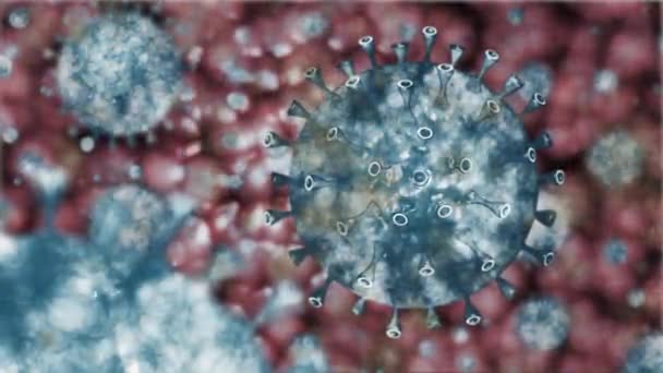 Coronavirus Galleggiante Vista Microscopica Fluida Epidemia Pandemica Covid Nuova Malattia — Video Stock