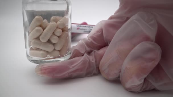 Νέος Κορωνοϊός Προστατευτικά Φάρμακα Χάπια Κατά Της Κινεζικής Εστίας 2019 — Αρχείο Βίντεο