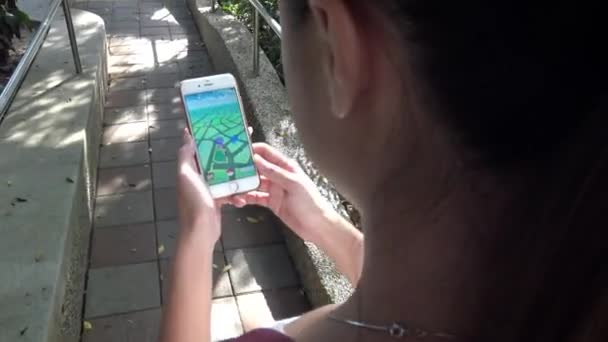 2016 Taipei Taiwan August 2016 Playing Pokemon App Asia Park — 비디오