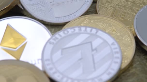 Physical Metal Silver Litecoin Currency Others Coins Nové Celosvětové Virtuální — Stock video