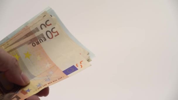 Rąk Licząc Banknoty Euro Pięćdziesiąt Sto Żeby Policzyć Dochód Kraj — Wideo stockowe