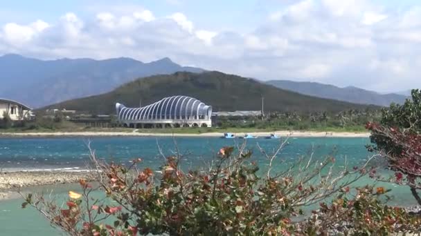 National Museum Marine Biology Aquarium View Beach Kenting Taiwan Dan — Stockvideo