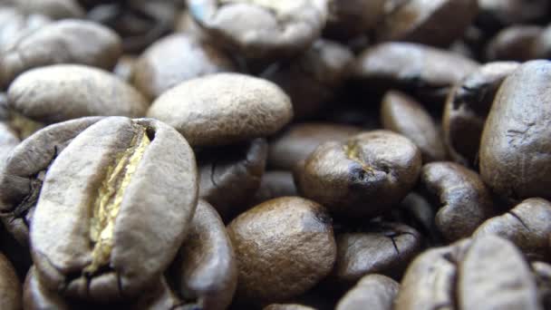 Feijões Café Torrados Caindo Ingrediente Frescura Para Preparar Café Dan — Vídeo de Stock