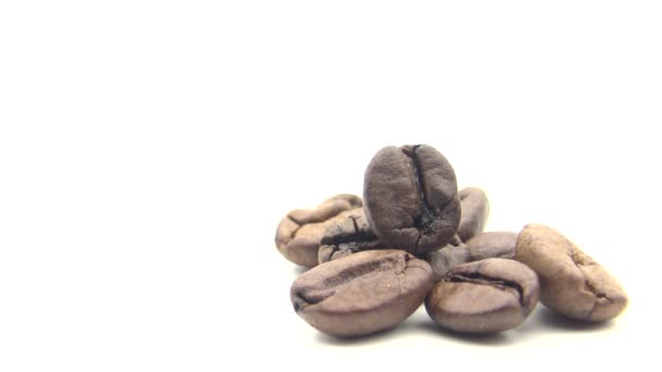 Roasted Coffee Beans Rotate White Background Dan — Stock Video