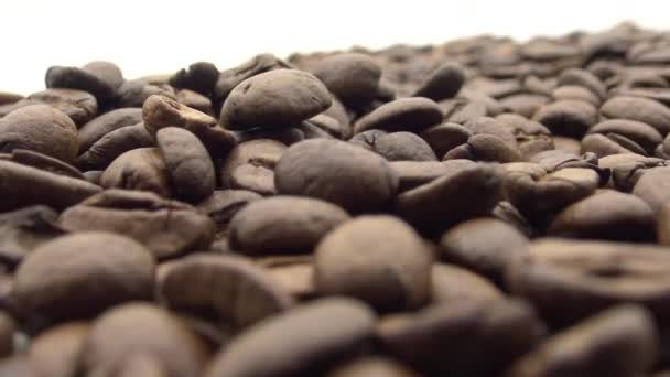 Roasted Coffee Beans Rotate White Background Dan — Stock Video