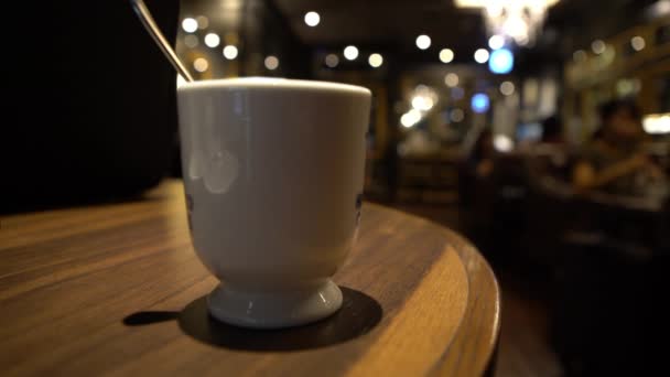 Coffee Shop Cafe Diners Bar Japan Een Kopje Latte Tafelhout — Stockvideo