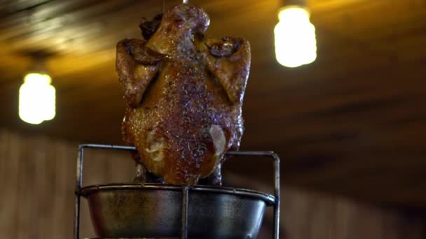 Zeitlupe Aus Taiwanesischem Ziegeleifen Und Gebratenem Huhn Riesigen Lehmofen Das — Stockvideo