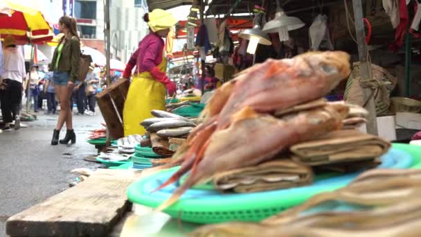 Busan Coreia Sul Julho 2017 Mulher Sul Coreana Trabalho Mercado — Vídeo de Stock