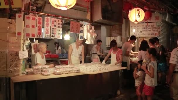 Цзючжоу Тайвань Октября 2015 Года Люди Покупают Едят Еду Ночном — стоковое видео