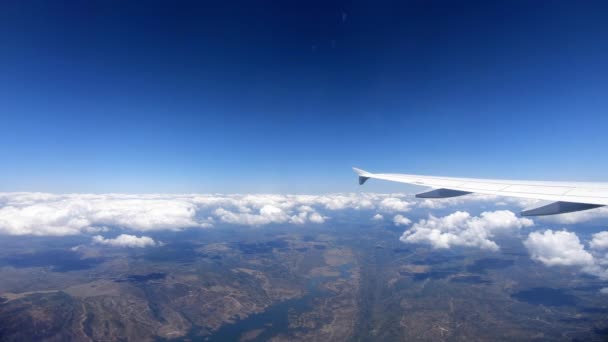 Beautiful European Country Big River Seen Airplane Window Passenger Pov — Stock Video