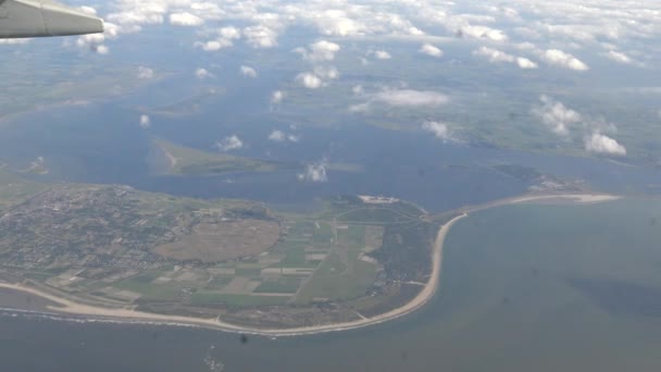 Amsterdam City View Out Airplane Window Plane Flying Netherlands Dan — Stock Video