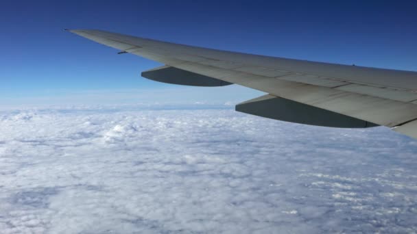 Beautiful Clouds Seen Airplane Window Traveling Air View Traveler Cabin — Stock Video