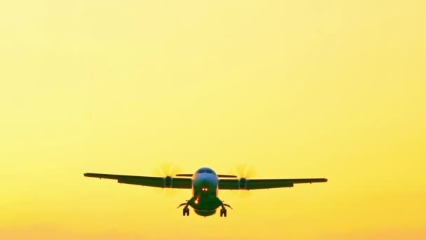 Avión Cámara Lenta Vuela Cielo Atardecer Commercial Passenger Aircraft Flying — Vídeo de stock