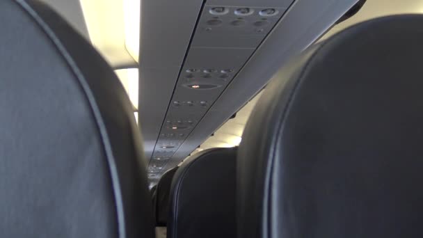 Sinal Proibido Ser Fumado Avião Interior Dan — Vídeo de Stock