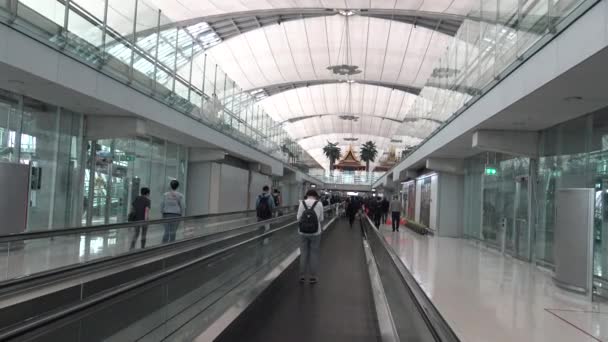 Thailandia Aprile 2016 Persone Arrivano All Aeroporto Suvarnabhumi Viaggiatore All — Video Stock